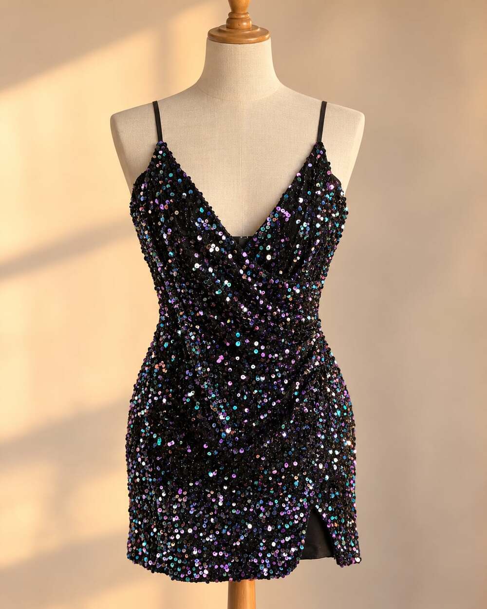 Black Sequin Mini DressHomecoming Formal Cocktail Party Y2K L